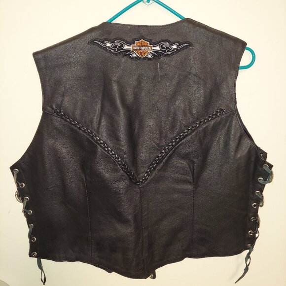 Leather Vest Black Biker Womens XXL Snap Closure 90s - Picture 3 of 4